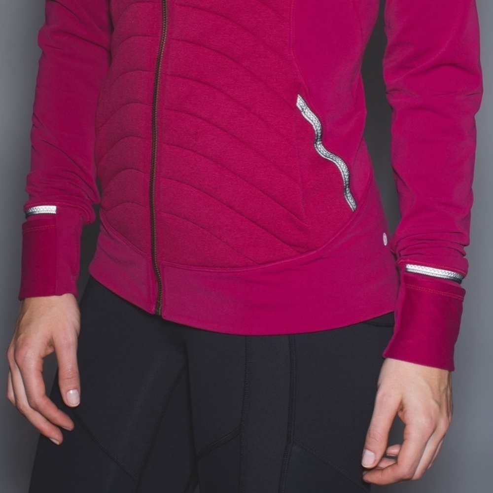 Lululemon Fleece Out Jacket Full Zip Berry Rumble Zipper Vents Size 6 - Picture 14 of 16